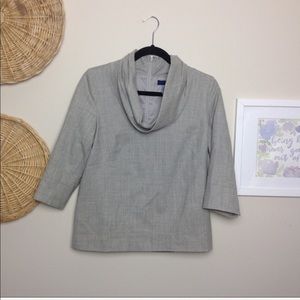 J.Crew Wool Cowl Neck Suit Blouse 3/4 Sleeve